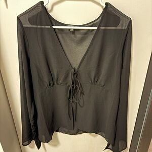 Dynamite Black Sheer Blouse